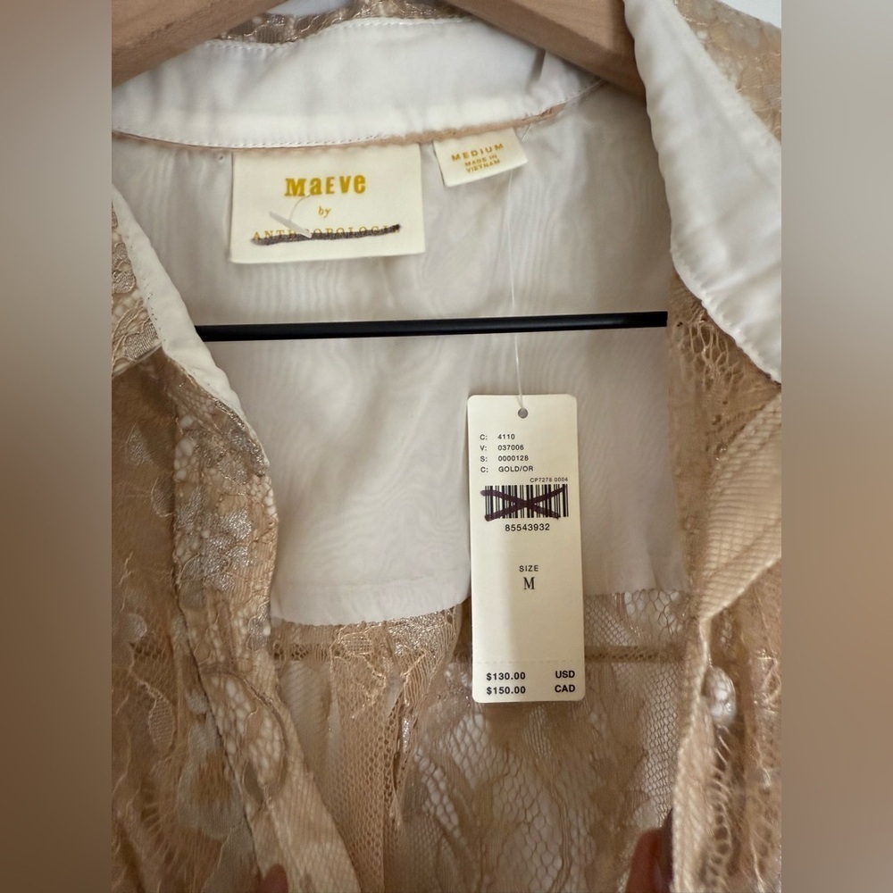 NWT Maeve Anthropologie Lace Buttondown Top - Picture 4 of 6